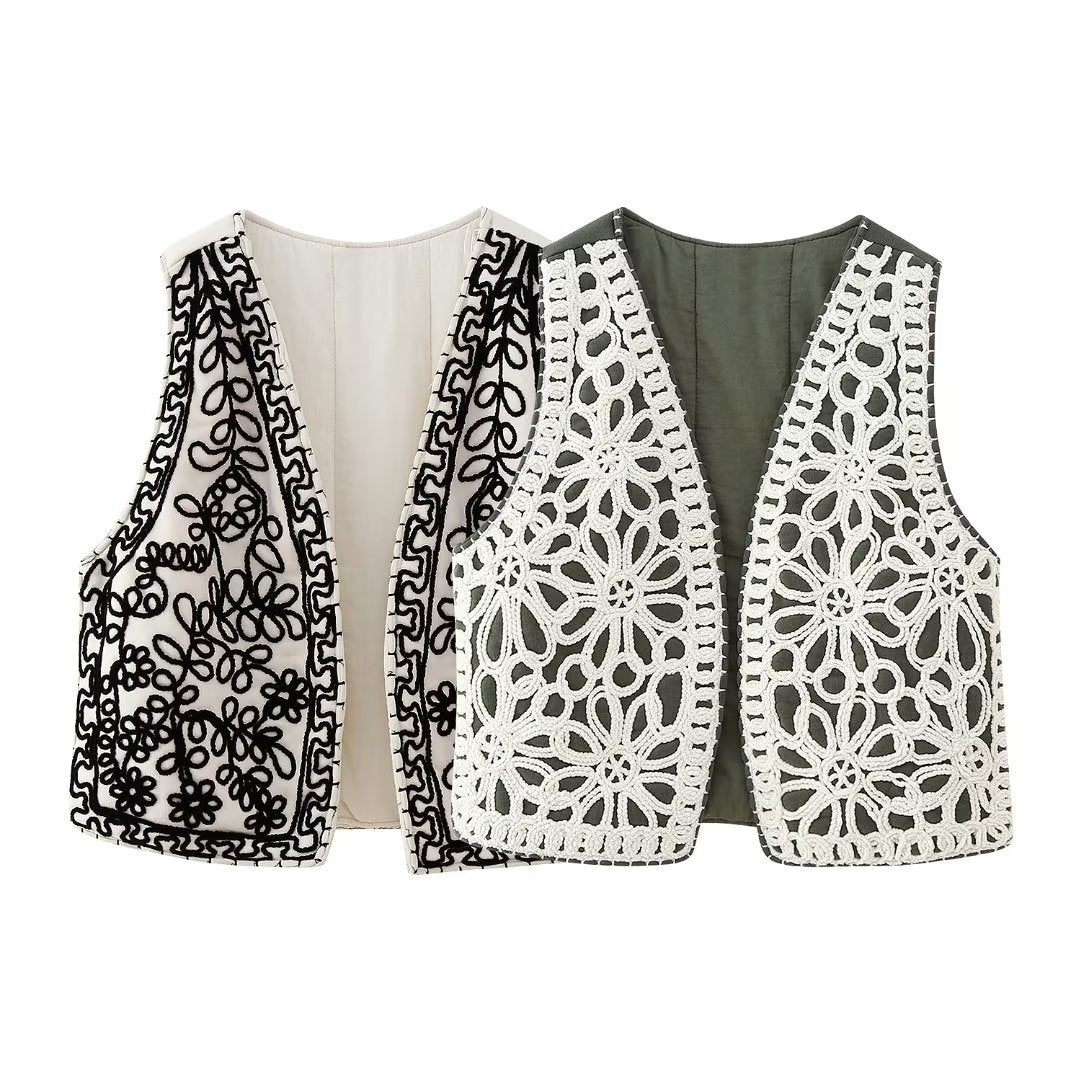 LAURIE | Boho Gilet met  Borduursels – Statement Vest voor Dames