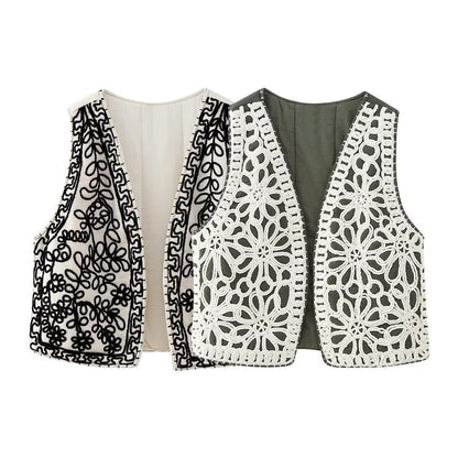 LAURIE | Boho Gilet met  Borduursels – Statement Vest voor Dames
