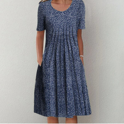 LEXI | Zomerjurk Dames Bloemenprint – Luchtige Korte Mouwen Jurk met Zakken