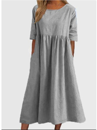 SUZE | Midi-Jurk met Pofeffect – Casual Comfort met een Vrouwelijke Twist