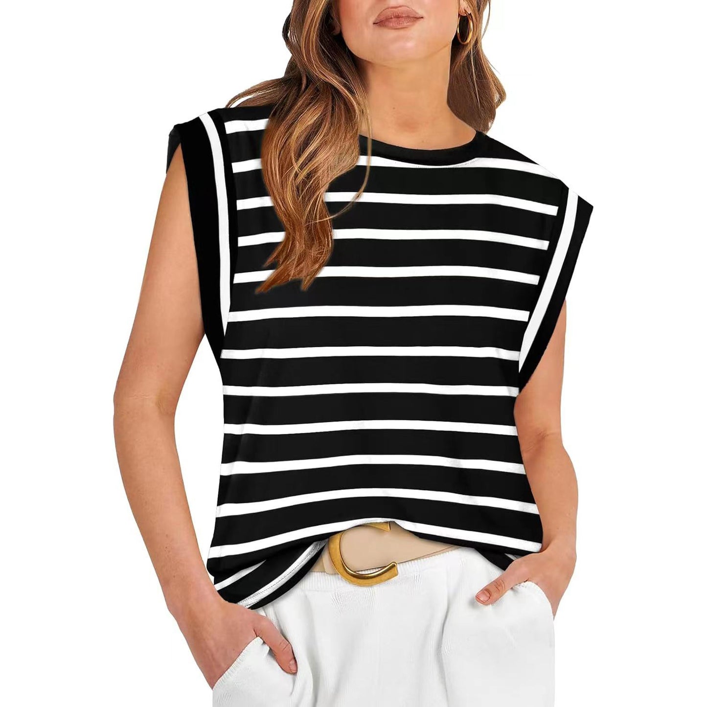 MOLLY | Mouwloze Top met Schouderdetail – Stoer, Vrouwelijk & Tijdloos Casual
