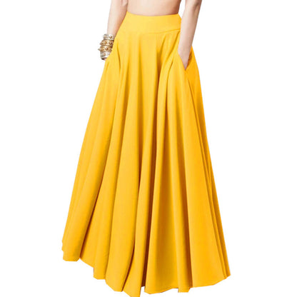 MARIA | Maxi Rok Dames met Hoge Taille, Zakken & Zwierige Plooi – Zomerrok in Zwart, Rood of Geel
