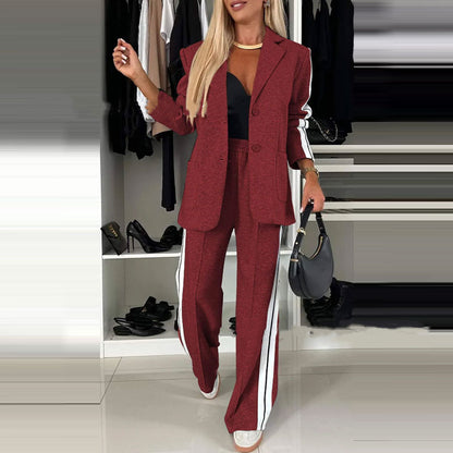 MONE | Damespak met Sportieve Strepen - Comfortabele Blazer Set Dames