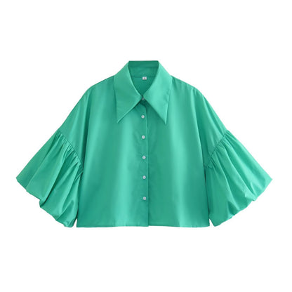 VLINDER | Gestreepte Blouse met Pofmouwen – Stijlvolle Statement Top