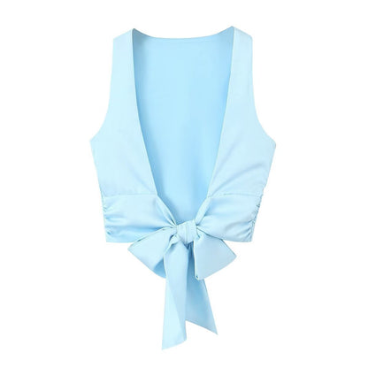 WILLEMIJN | Mouwloze Top Dames – Elegante Top met Strik op de Rug