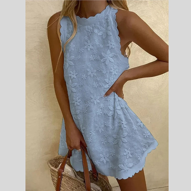 ASHLEY | Zomerjurk met Bloemenborduursels - Katoenen Boho Jurk