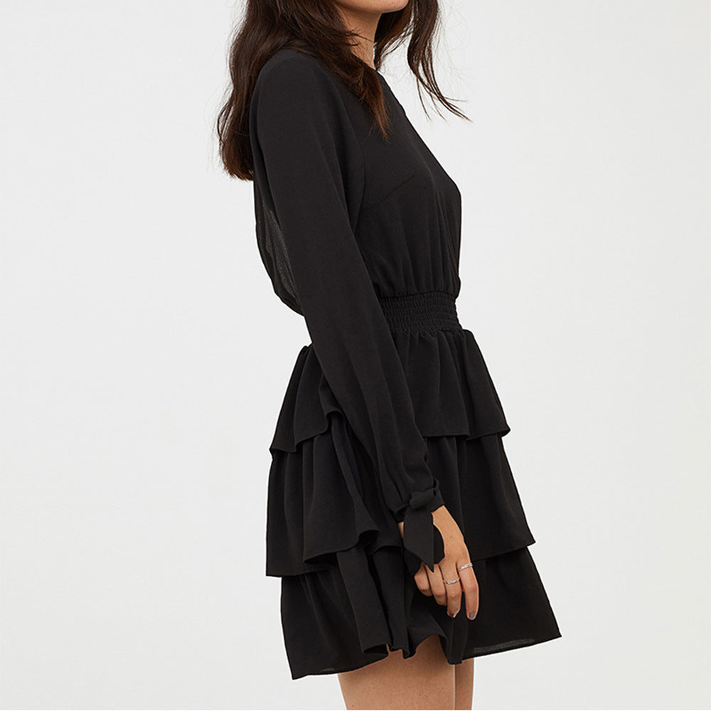 MYRTHE | Zwarte Jurk met Volants – Tijdloos, Elegant & Perfect voor Elke Gelegenheid