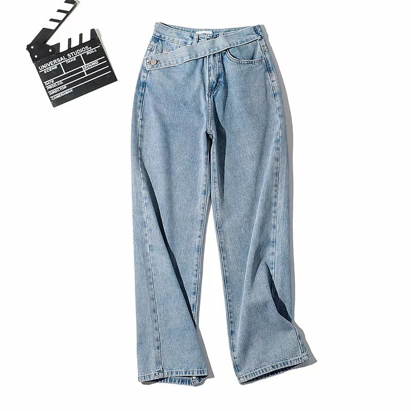 JANNE | High Waist Asymmetrische Jeans – Trendy Mom Fit