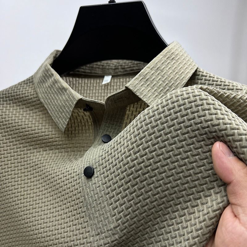 MILAN | Heren Polo met Luxe Textuur – Korte Mouw Slim Fit