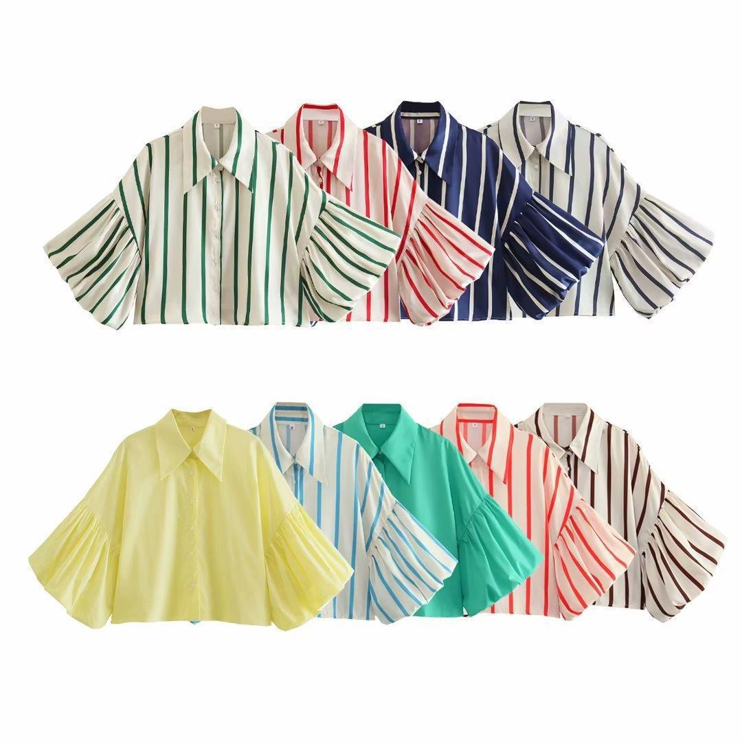 VLINDER | Gestreepte Blouse met Pofmouwen – Stijlvolle Statement Top