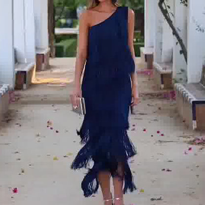 LANZA | Fringe Jurk – Flowy Feestjurk vol Beweging & Glamour