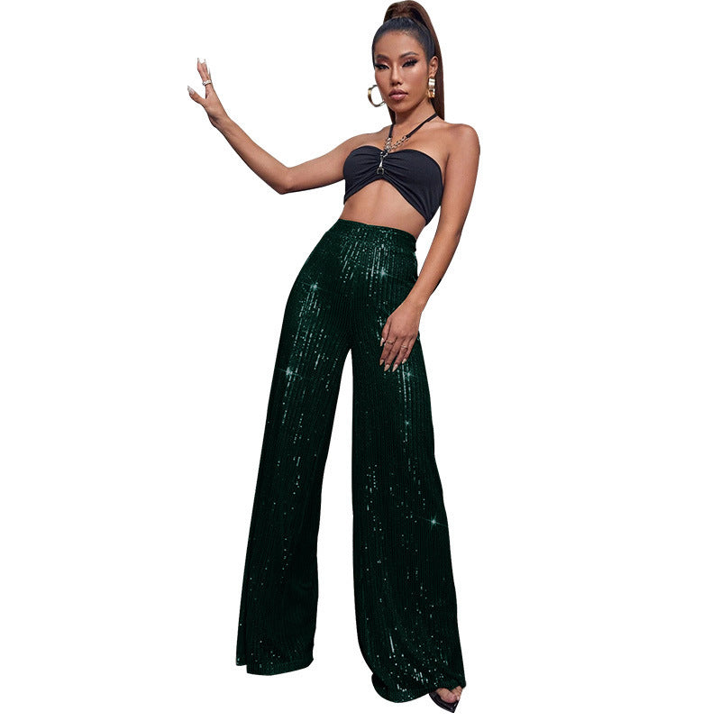 CELINE | Pailletten Palazzo Broek – Glitter Wide Leg Broek in Meerdere Kleuren