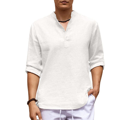 PEPIJN | Casual Linnen Heren Shirt – Ademend Zomers Overhemd met V-hals