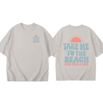 JIP | Take Me To The Beach T-shirt – Oversized Zomershirt Unisex met Strandprint