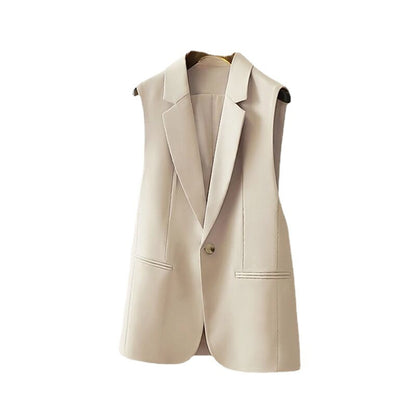 WINNE | Tailored Mouwloze Blazer – Minimal Chic in Zwart & Khaki