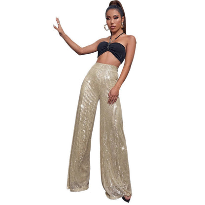 CELINE | Pailletten Palazzo Broek – Glitter Wide Leg Broek in Meerdere Kleuren