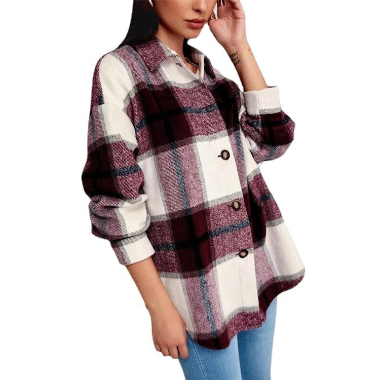 AMIRA | Oversized Shacket Dames Ruit – Stijlvol, Warm & Comfortabel