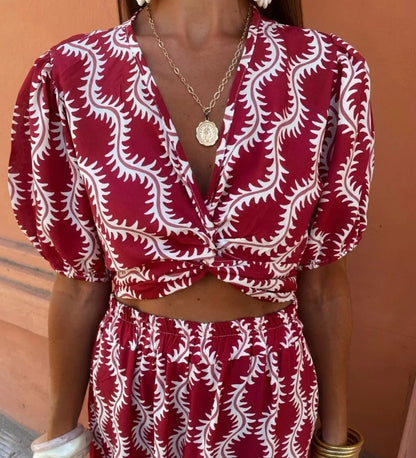 NEVE | Boho Set Dames met Print - Cropped Top en Maxi Rok