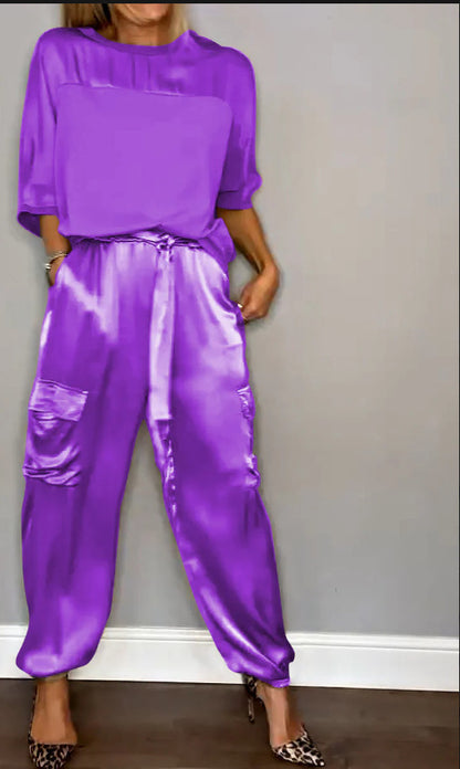 ISABELLE | Satijnen Two-Piece Set Dames – Luxe Outfit in Meerdere Kleuren