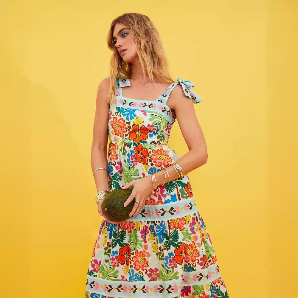 HILKE | Boho Maxi Jurk met Tropische Print – Zomers & Comfortabel