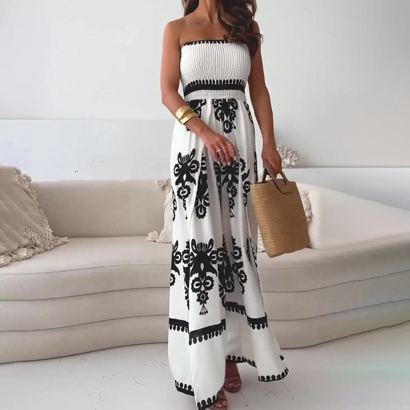NYNKE | Zomerse strapless jumpsuit met bohemian print