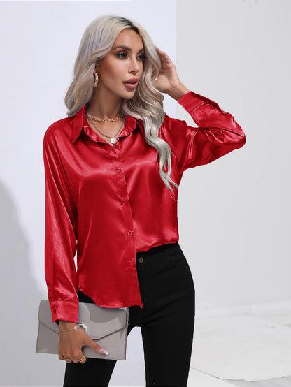 SYLVIA | Zijdezachte Satijnen Blouse – Tijdloos Chic met een Luxe Glans