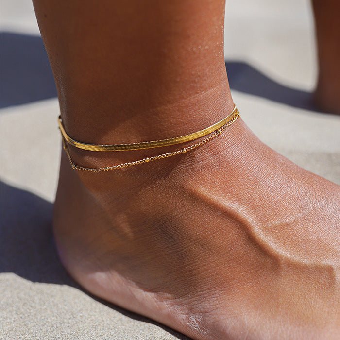 KRISTEL | Gouden Minimalistische Enkelbandjes – Waterdicht Enkelbandje voor Dames