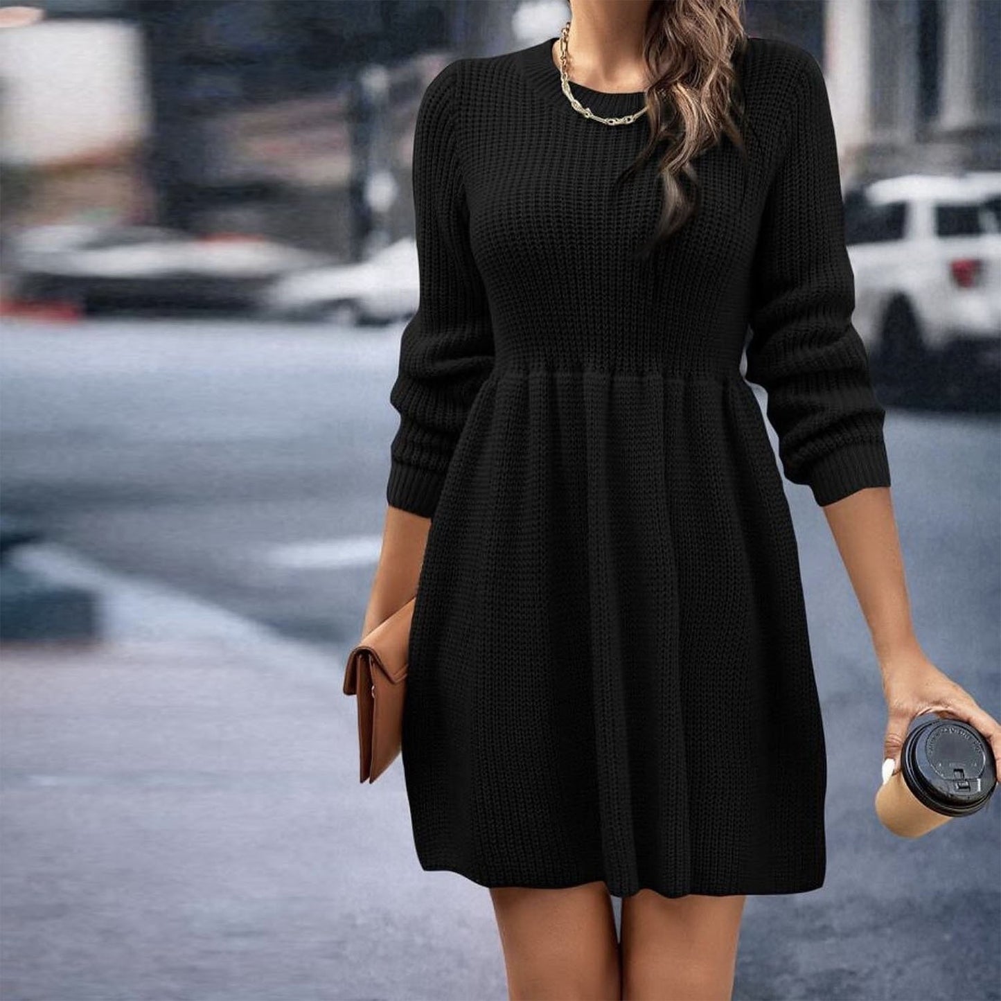 MAUD | Gebreide Sweaterjurk met Lange Mouwen