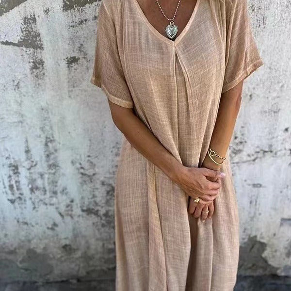 JEN | Luchtige Midi-Jurk met V-hals – Casual & Comfortabel