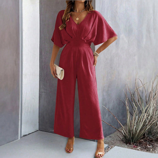 CELIA | Elegante Jumpsuit – Dames Jumpsuit met Wijde Pijpen en V-Hals