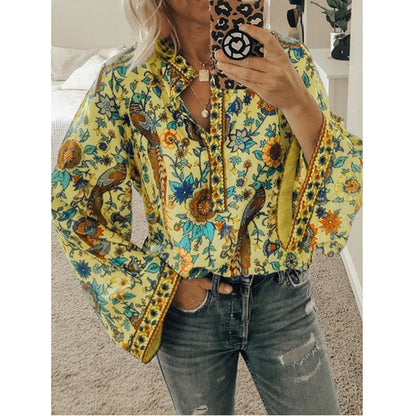 CATOO | Boho Blouse Dames – Kleurrijke Print met Wijde Mouwen in Verschillende Kleurvariaties