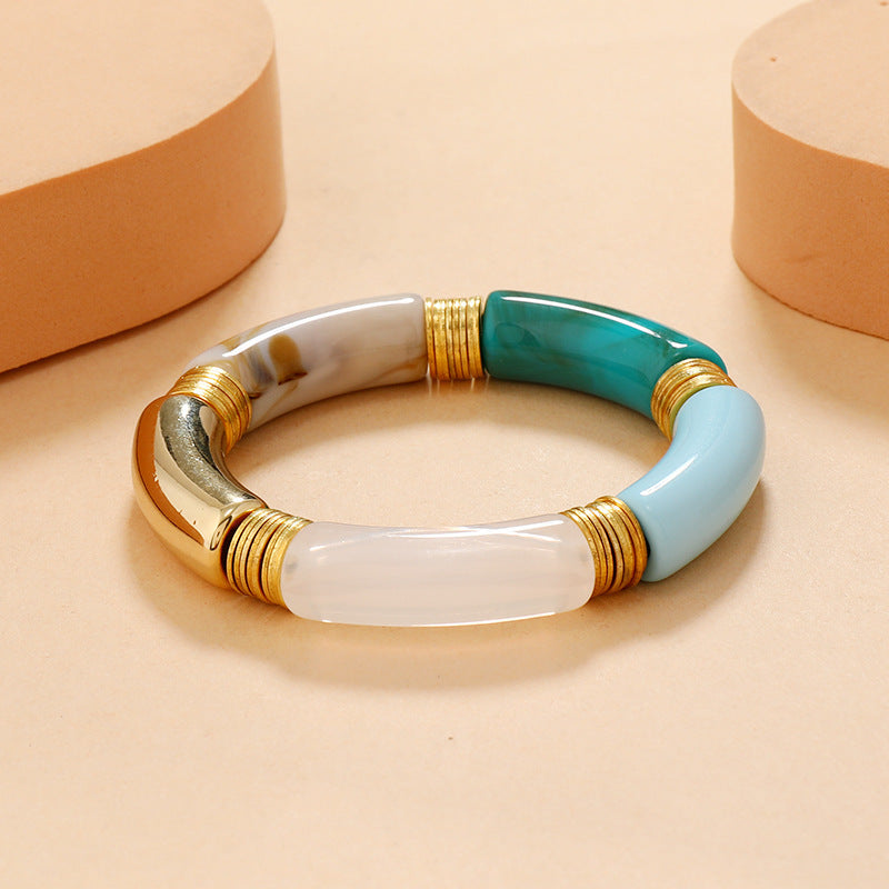 FAYENNE | Chunky Acryl Armband – Luxe Marmerlook Statement Sieraad