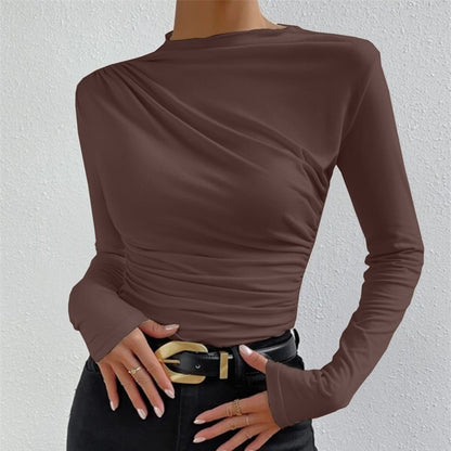ELYSA | Dames Top met Plooidetail – Lange Mouwen & Slim Fit