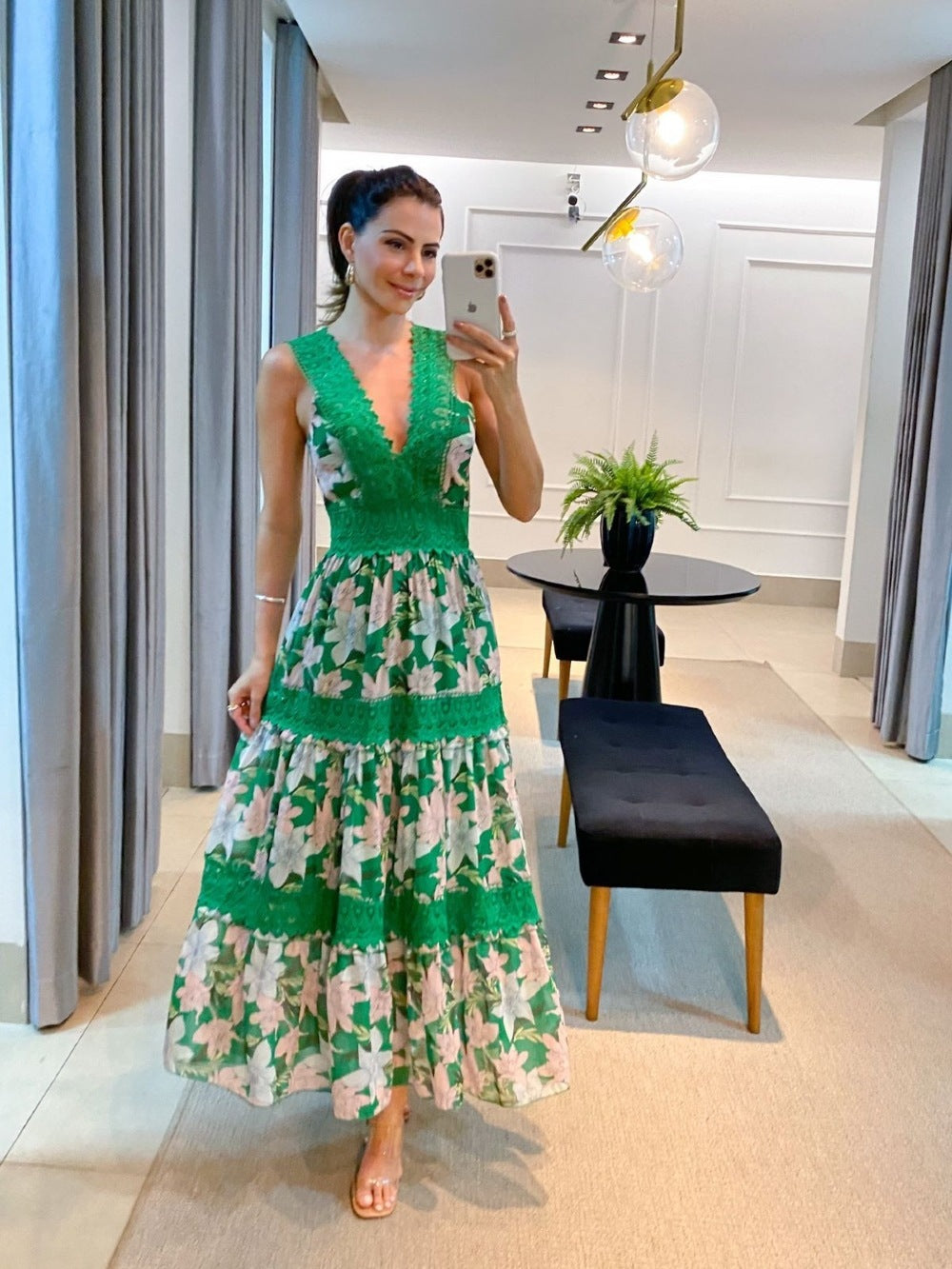 LOLITA | Romantische Gebloemde Maxi Jurk – Zomerse Elegantie in Groene of Witte Tinten