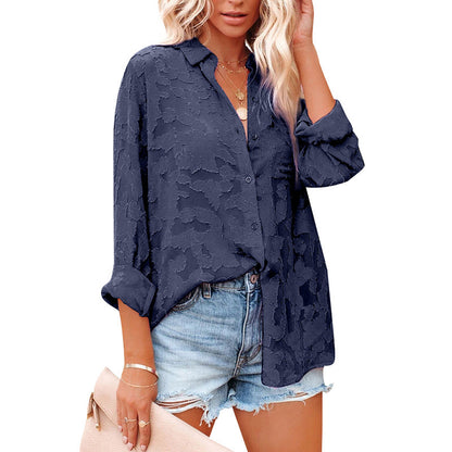 AIMEE | Transparante Blouse met Camouflagepatroon – Elegante Lange Mouwen voor Dames