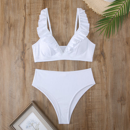 VESPER | Bikini met Volant - Elegante Ribstof en Hooggesneden Design