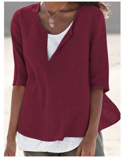 MIRA | Luchtige Linnen Tuniek Dames met V-Hals – Plus Size Zomerblouse van Natuurlijke Stof