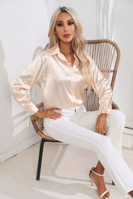 SYLVIA | Zijdezachte Satijnen Blouse – Tijdloos Chic met een Luxe Glans