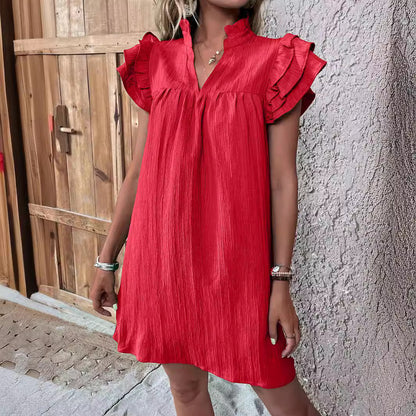 SHEILA | Zomerjurk Dames – Luchtige Jurk met Ruffle Mouwen en V-Hals