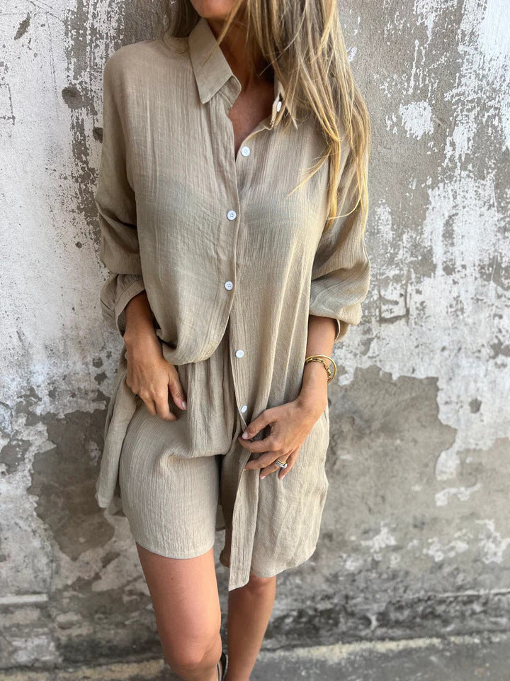 ELINA | Dames Zomerset van Luchtig materiaal – Blouse & Short Combi