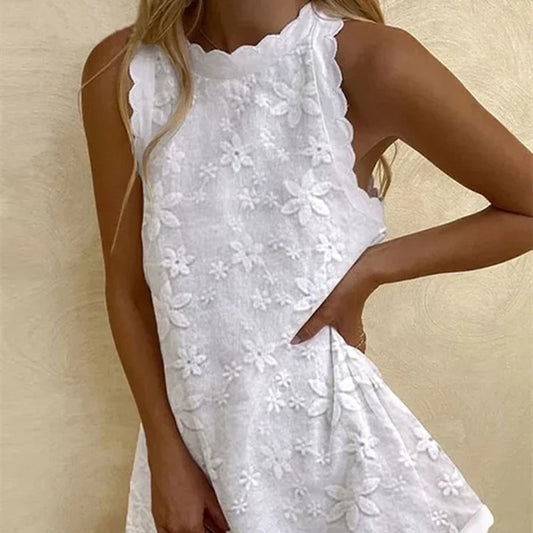 ASHLEY | Zomerjurk met Bloemenborduursels - Katoenen Boho Jurk