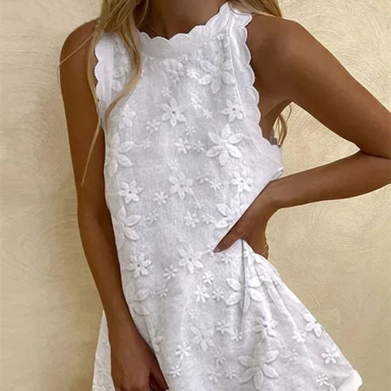 ASHLEY | Zomerjurk met Bloemenborduursels - Katoenen Boho Jurk