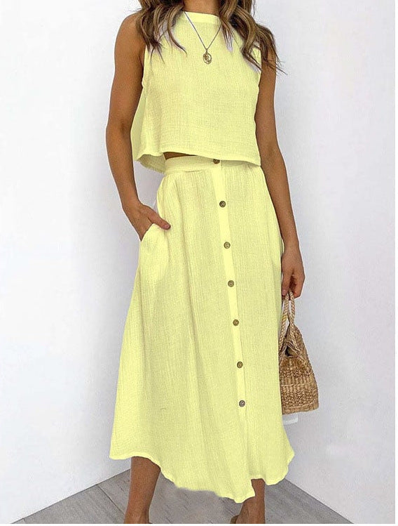 ALIZA | Luchtige Katoenen Set – Zomerse Top & Rok in Diverse Kleuren