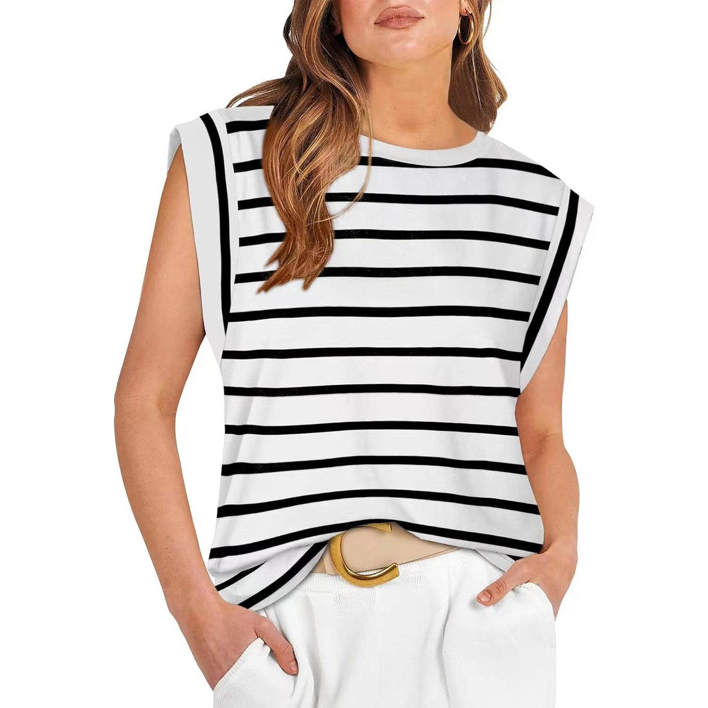 MOLLY | Mouwloze Top met Schouderdetail – Stoer, Vrouwelijk & Tijdloos Casual