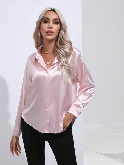SYLVIA | Zijdezachte Satijnen Blouse – Tijdloos Chic met een Luxe Glans