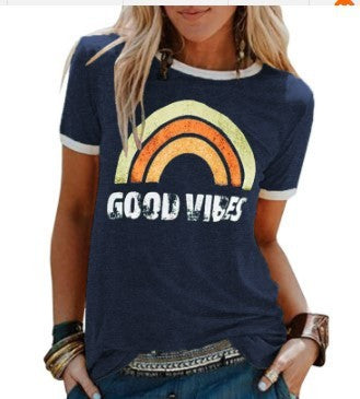 JOLIEN | Good Vibes T-shirt – Retro Print Statement Tee
