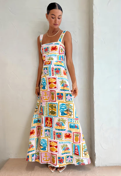 JELKA | Summer Print Maxi Jurk – Tropische Vibes & Kleurexplosie