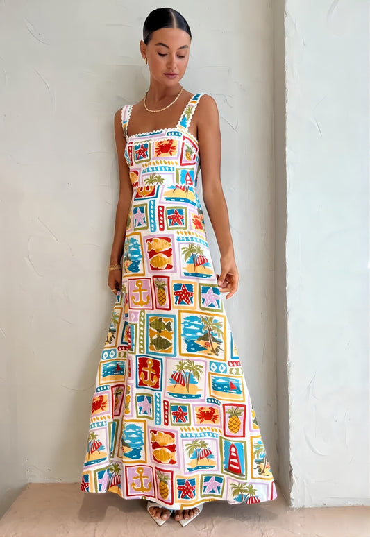 JELKA | Summer Print Maxi Jurk – Tropische Vibes & Kleurexplosie