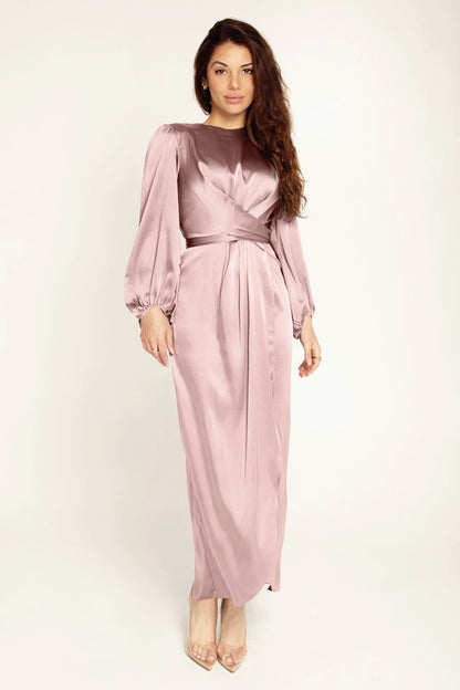 MERYAM | Satin Draped Maxi Jurk – Elegant & Tijdloos Design