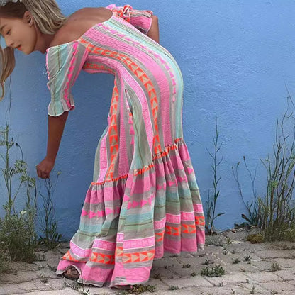 LIANNE | Bohemian Regenboog Jurk – Kleur & Comfort in Één